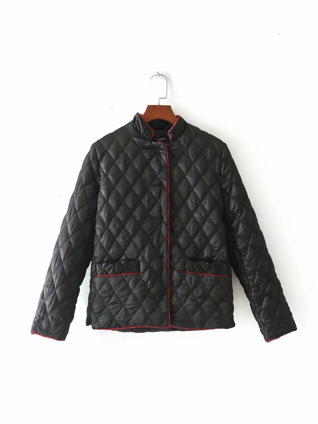

2018 Autumn And Winter New Style Europe And America WOMEN'S Dress Versitile Fashion Solid Color Quilted Satin Cotton-padded Clot
