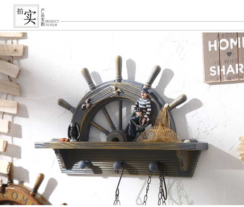 Средиземноморский декоративный подвесной Корабль Руль Ретро креативное для дома и крыльца настенный крючок магазин одежды деревянная настенная подвеска