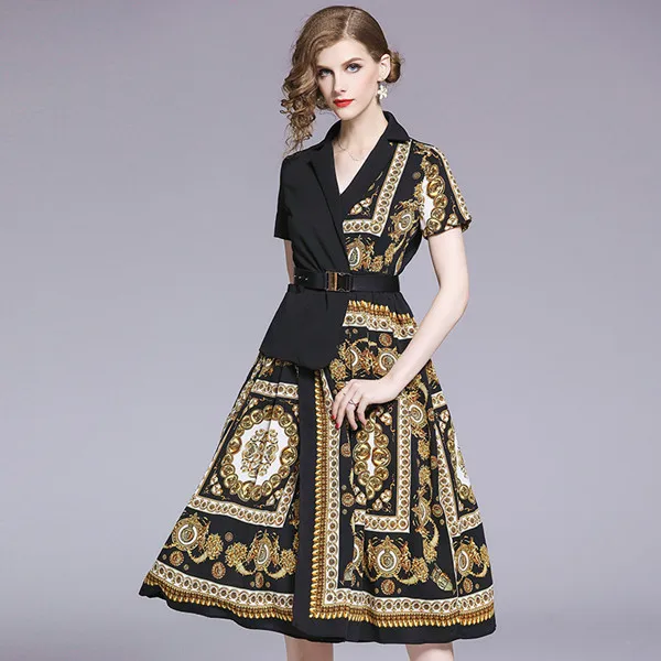 Ретро Новое модное летнее платье с принтом в национальном стиле для женщин Z-10-259 - Цвет: Многоцветный
