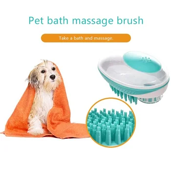 

Silicone Dog Bath Brush Comb Pet Shower Shampoo Massage Brush Shower Hair Removal Comb With Filling Shower Gel Function