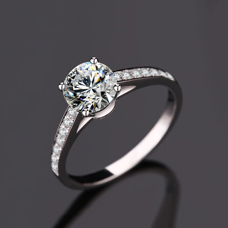 925 Серебряное кольцо 4 когти трендовый стиль 1ct 2ct 3ct круглая блестящая огранка Муассанит ювелирные изделия юбилей обручальное кольцо для женщин