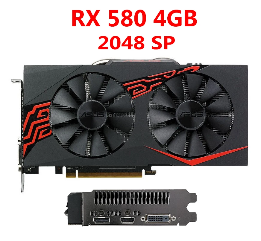 Видеокарта ASUS RX 580 4 Гб 500 бит GDDR5 графические карты для AMD серии VGA RX580 б/у DisplayPort HDMI