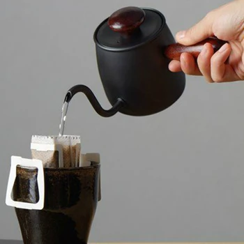 

Japan Imported 400ml Miyacoffee Single Hand Coffee Pot MINI Ear Hanger Long Spout 18-8 Stainless Steel Wood Handle Coffee Pots