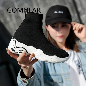 

GOMNEAR Women Sport Shoes Ligth Weight Breathable Running Shoes Men Outdoor Sneakers Mesh Black Jogging Walking Shoes Gym Brand