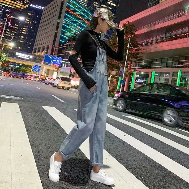 Spring Autumn Jeans New Fashion Casual Tide High Waist Jeans Plus Size Women Jeans Loose Straight Overalls