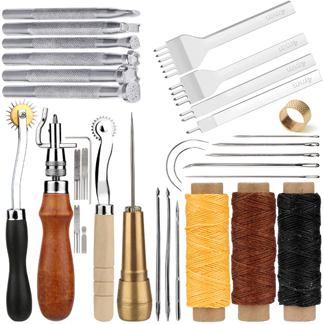 Professional DIY Leather Craft Tool Set Beginner Leather Work Kit for Hand  Sewing Stitching Stamping Saddle Carving - AliExpress