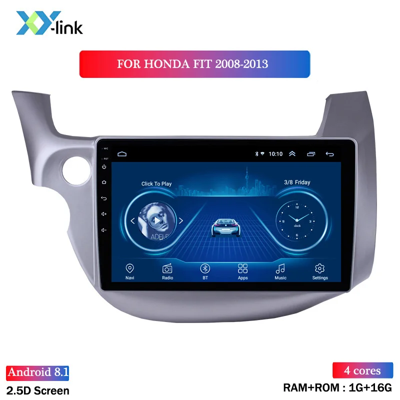 Android 8,1 автомобильный dvd gps мультимедийный плеер 10 дюймов для Honda FIT 2008-2013 автомобильный dvd Навигатор Радио Видео Аудио плеер - Цвет: 4 CORES 1G RAM