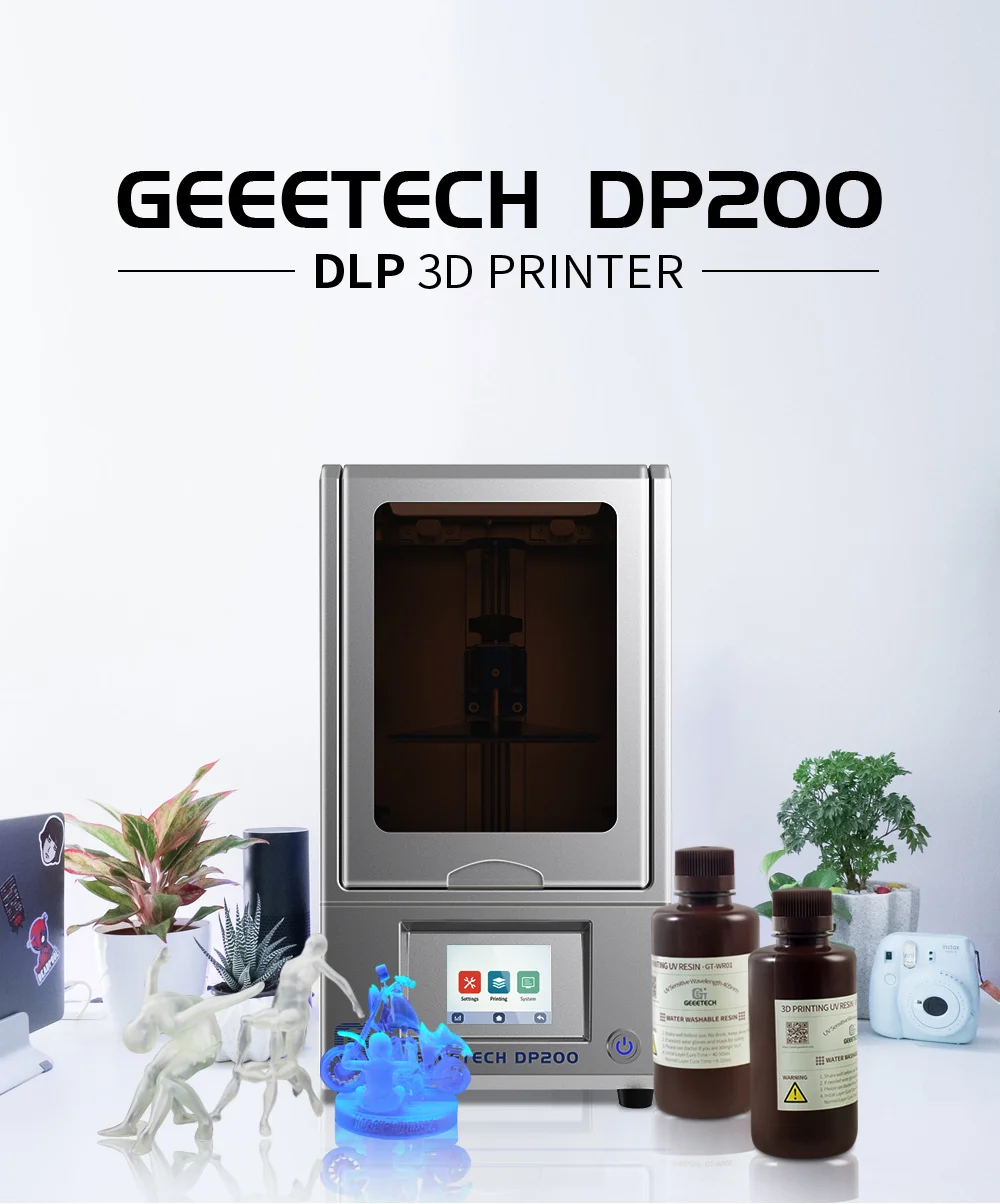 Geeetech DP200 ЖК-светильник для полимеризации 3D принтер DLP UV 40 Вт 405нм смола с wifi фиксация 20 мм/ч встроенный ломтик