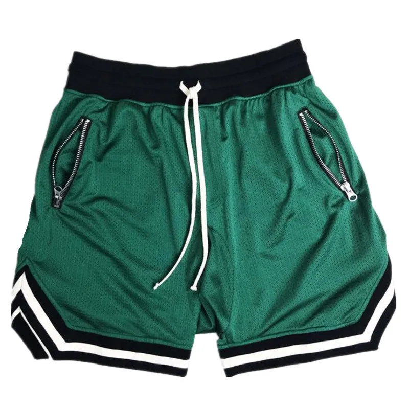 50% OFF New Beach shorts Men Bodybuilding  Joggers Knee Length Sweatpants Summer Male Gyms Fitness Workout Mesh Quick-drying Shorts