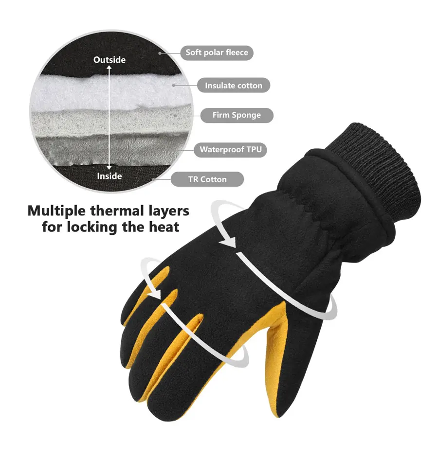 OZERO Winter Men Women Gloves TouchScreen Waterproof Windproof Gloves Outdoor Sports Warm Cycling Snow Ski Gloves Full Finger