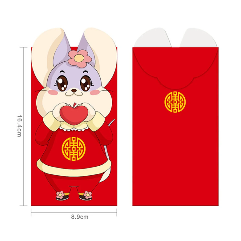6 шт.,, красный конверт с изображением крысиного года для заполнения денег, Китайская традиционная хунбао, новогодний красный конверт, подарочные пакеты на удачу