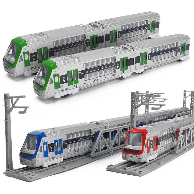 1:32 Высокая Имитация двухэтажный поезд сплав модель Магнитный мотор поезд высокоскоростная игрушечная железная дорога harmony number детский поезд