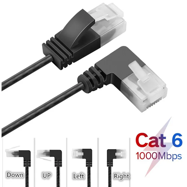 Ultra Slim Cat6 Ethernet Cable RJ45 Right Angle UTP Network Cable Patch Cord 90 Degree Cat6a Lan Cables for Laptop Router TV BOX All Cables Types Gadget cb5feb1b7314637725a2e7: Down|Left|Right|Straight|UP
