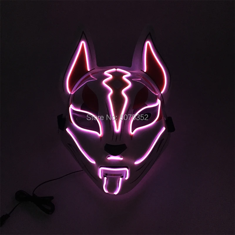 Women's Costumes Anime Expro Decor Japanese Fox Mask Neon Led Light Cosplay Mask Halloween Party Rave Led Mask Dance DJ Payday Costume Props wonder woman costume