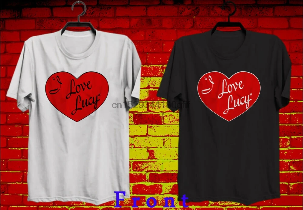 Новинка мужская черно-белая футболка с логотипом Я люблю Люси в виде сердца |