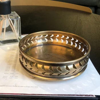 

Copper Storage Hand Carved Texture Tray Jewelry Display Plate Necklace Ring Earrings Display Tray Creative Decoration Organizer