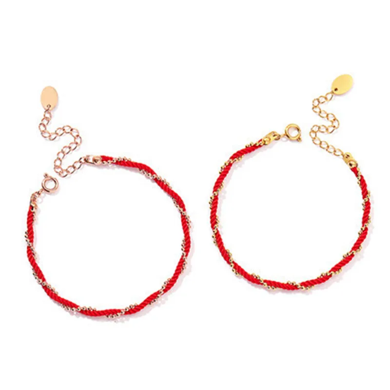 Yun ruo Роуз Золотой цвет на удачу красный линейный браслет отрегулировано Модные женские подарочные Титан Сталь ювелирных изделий никогда не увядает Прямая