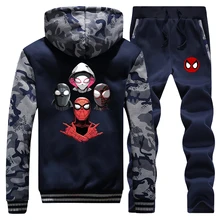 *#Best Price New 2019 Winter Men Camouflage Hoodies Spiderman Parallel Universe Cartoon Coat Thick Sportswear Warm Jackets+2 Piece Set Pants *#Best Price New 2019 Winter Men Camouflage Hoodies Spiderman Parallel Universe Cartoon Coat Thick Sportswear Warm Jackets+2 Piece Set Pants