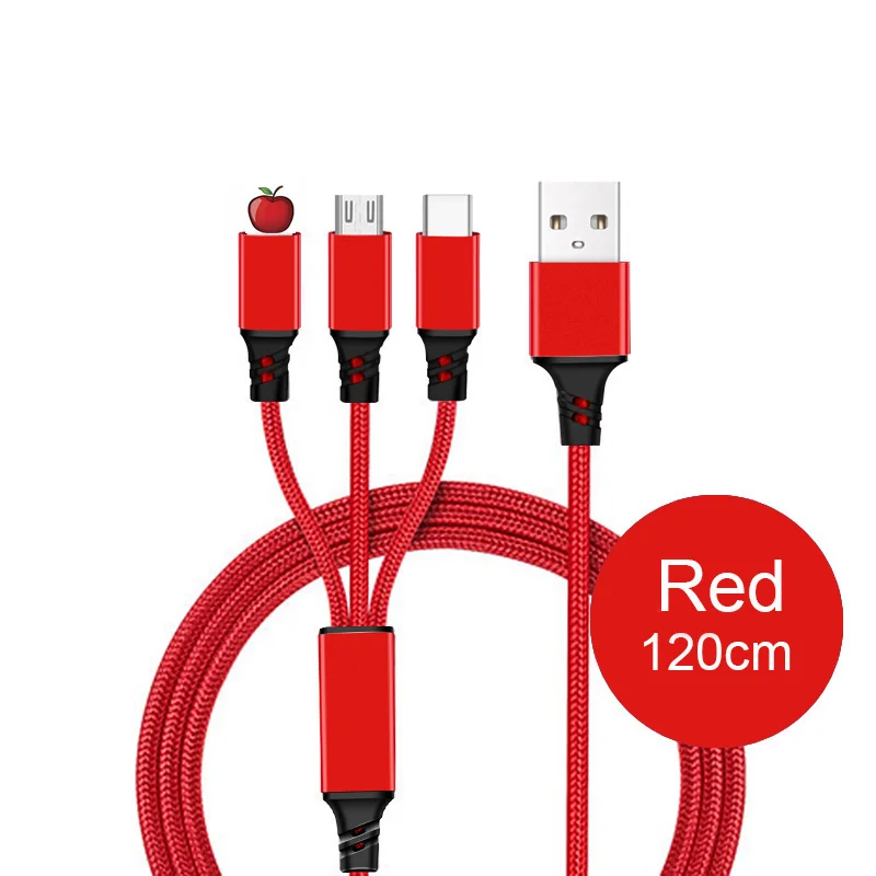 3 в 1 usb кабель 3.0A кабель для быстрой зарядки usb c для iPhone X 8 кабель освещения для айфона Redmi samsung s10 plus