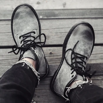 

GOODRSSON NEW Fashion Men Winter Boots Leather Men Winter Shoes Round Toe Mid-Calf Boots Warm inside For Men Male Leather Boots