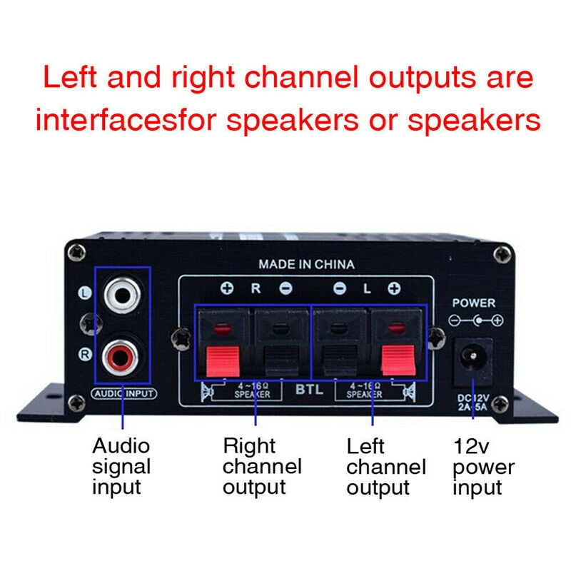 2 channel amp AK270 HIFI Digital Stereo Audio Amplifier FM Radio Mic Car Home Sound Power Amplifier Mini HiFi Stereo Audio Treble For Speakers masthead amplifier