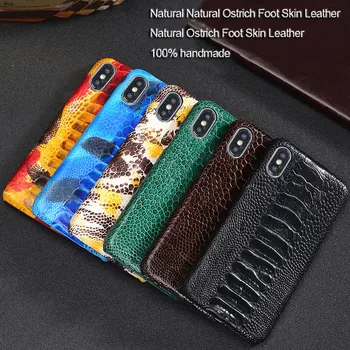 

Luxury Natural Ostrich foot skin case For iPhone X XR XS case Real Genuine leather back cover For iphone 11 pro 7 8 Plus 5 5S SE