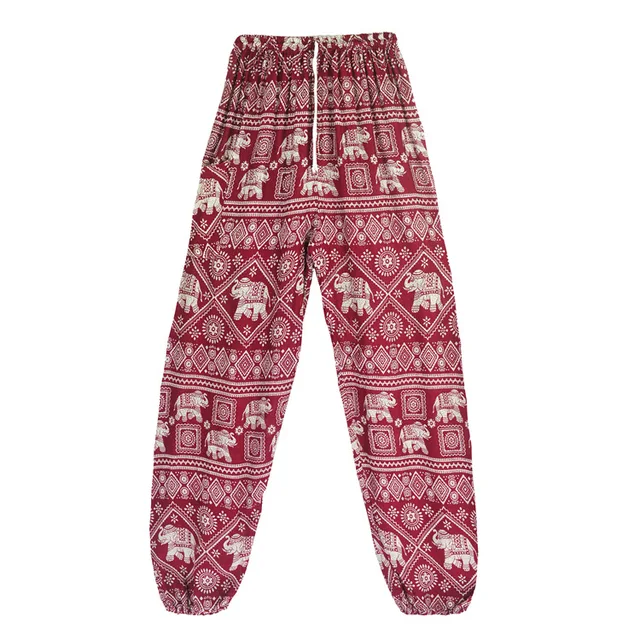 Women Red Elephant Design Loose Fit Harem Pants Hippie Workout Party Beach Pants Casual Trousers Dropshipping red lace