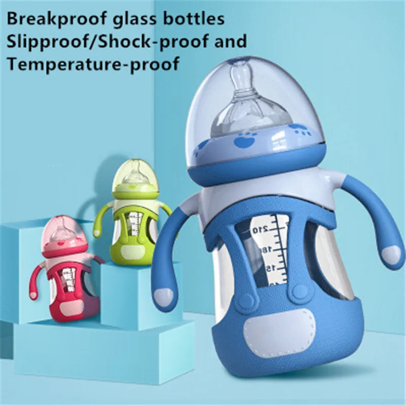 New 240ML Glass Baby Bottle Newborn Baby Bottles Silicone Fully Automatic Feeding and Care  Baby Feeding Bottle