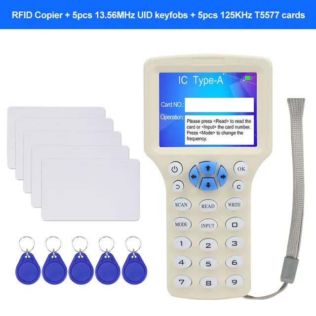 10 English Frequency RFID Copier Duplicator 125KHz Key fob NFC Reader Writer 13.56MHz Encrypted Programmer USB UID Copy Card Tag RFID Copier Key Card