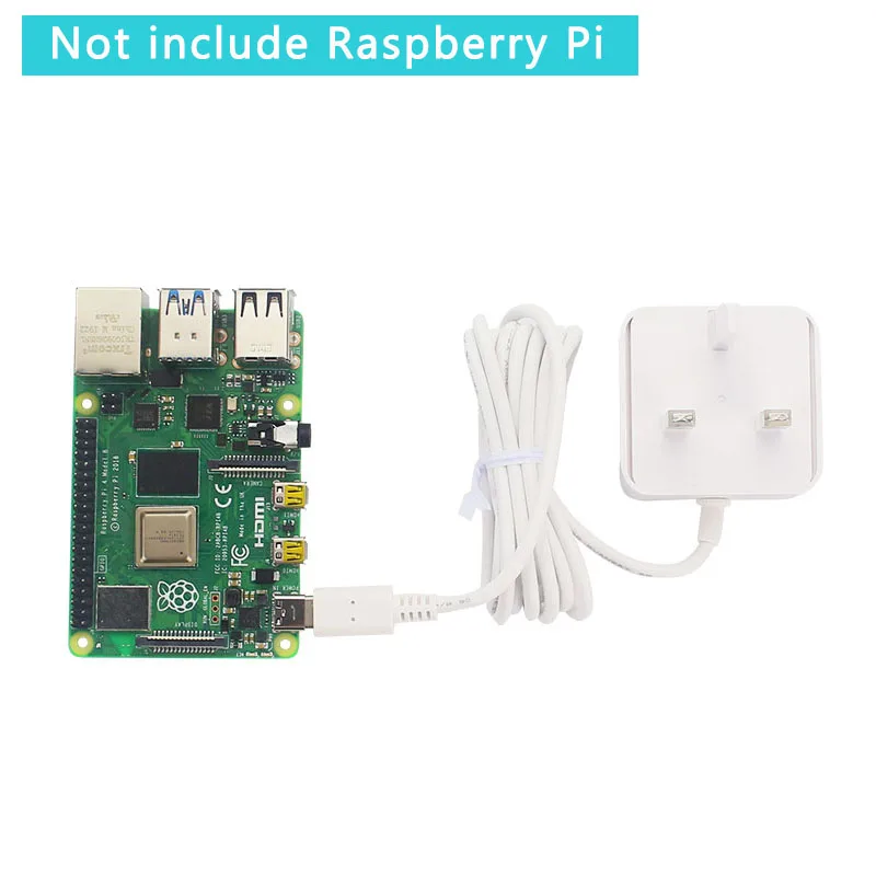 Raspberry Pi 4 Официальный USB-C адаптер питания 5,1 В 3 А источник питания 1,5 м 18 AWG кабель зарядное устройство для Raspberry Pi 4 Модель B