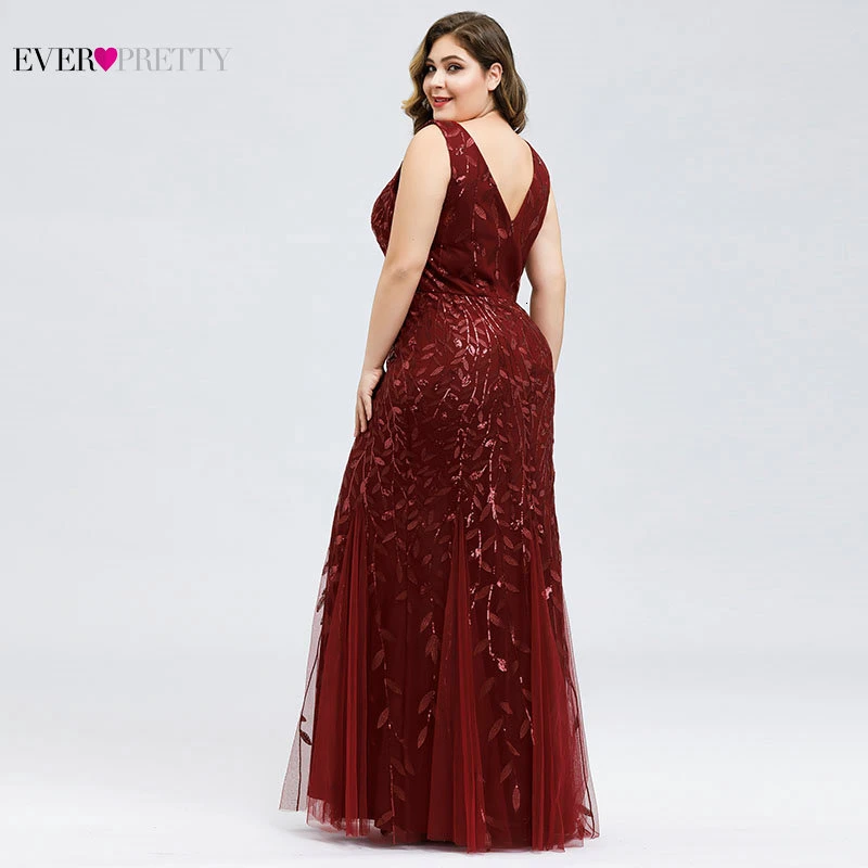 Elegant Plus Size Prom Dresses Long Ever Pretty Robe De Soiree Mermaid V Neck Sequined Wedding Party Gowns Vestidos De Fiesta