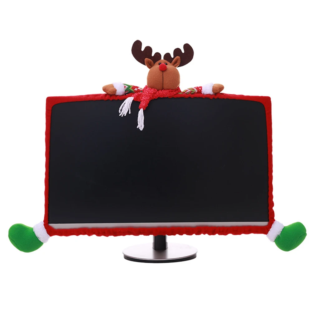 Аксессуары для компьютера Санта-Клаус, украшения для домашнего декора, Рождественская граница, экран снеговика, монитор для 19-27 дюймов
