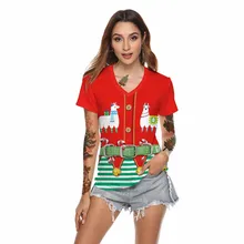 Рождественская Женская Повседневная футболка с рисунком и короткими рукавами, футболки, женская одежда для рождественской вечеринки, женская футболка красного S-2XL