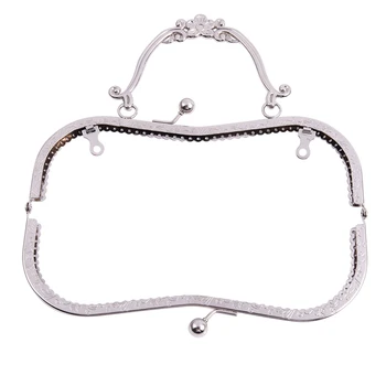 

1PC Metal Purse Bag Frame Kiss Clasp Lock Silver Tone Size:21x9cm