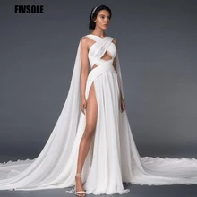 

Fivsole Sexy Wedding Dresses 2021 Chiffon Bridal Gown Custom Made Plus Size Criss-Cross Bodice Beach Country Vestido Feminino