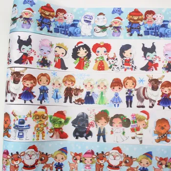 

I-19921-2264,3‘’ 75mm,5 yards Christmas Festival cartoon Printed grosgrain Ribbons,bow cap accessories and decorations