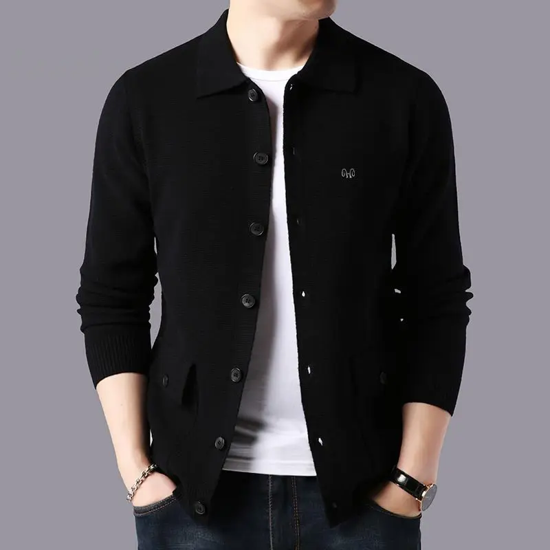 

2020 Spring and Autumn New Fashion Long Sleeve Cardigan Lapel Sweater Men's Trendy Casual All-Matching