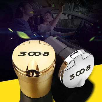 

Led Lights Car Ashtray With Creative Cover Personality Case Multi-function Interior Car Accessories For Peugeot 3008 gt line