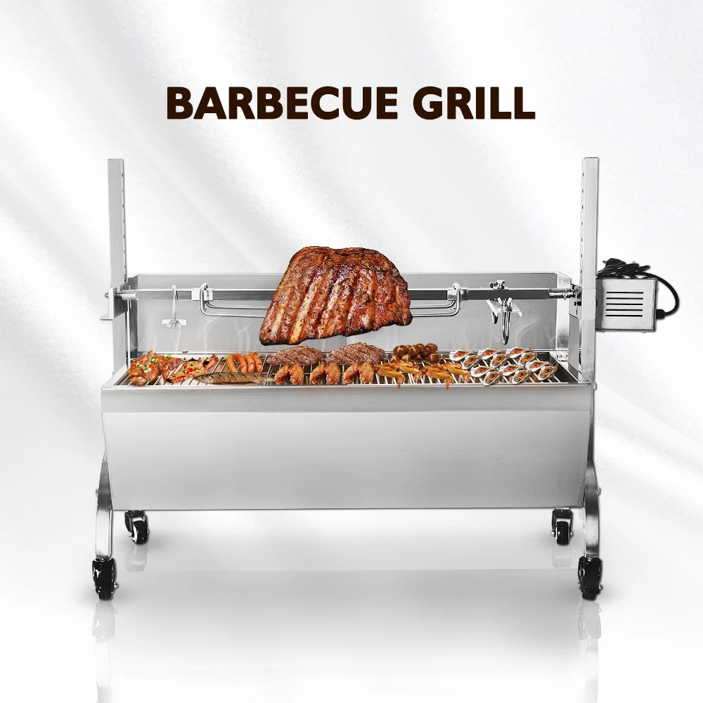 LB-BBQ-2 GZZT Kitchen Multifunctional Electric Barbecue Grill 110V 220V Charcoal Spit Roaster Barbeque Machine Three Size BBQ Grill Stainless Steel 