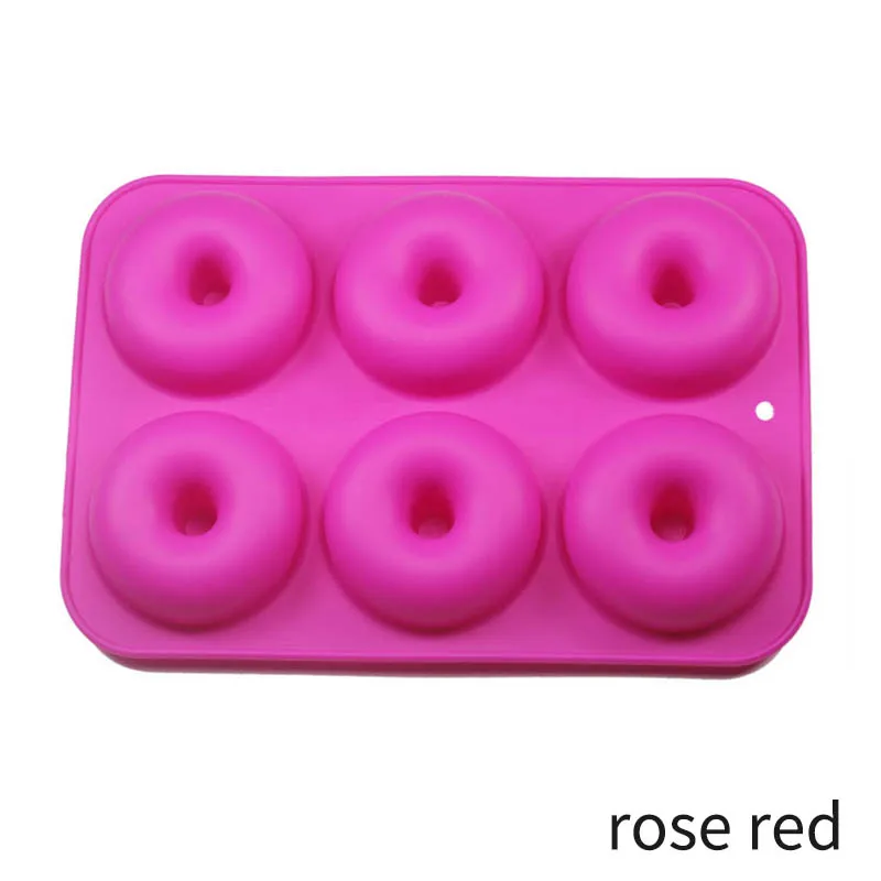 rose red Силиконовые формы для пончиков многоразовые антипригарные противни для выпечки термостойкие 6 полости Кухонные гаджеты - Цвет: rose red