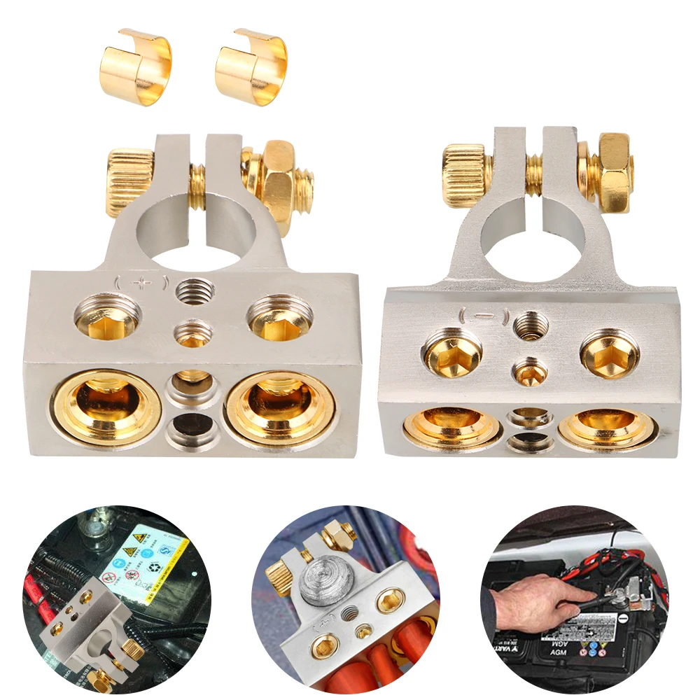 0/2/4/8/10 Gauge with 2 Clear Covers Shims 2Pcs Car Modified Battery Head Car Battery Terminal