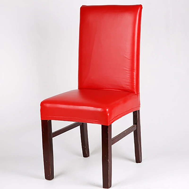 Высокое качество, водонепроницаемый чехол для обеденного стула из ПУ кожи, чехол для стула из спандекса, эластичный стрейч, чехлы для обеденных стульев - Цвет: Red