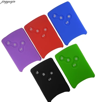 

jingyuqin 10pcs For Renault Scenic Clio Laguan Megane Captur Kaptur Koleos Duster Sandero Twingo 4 Buttons Silicone Key Cover