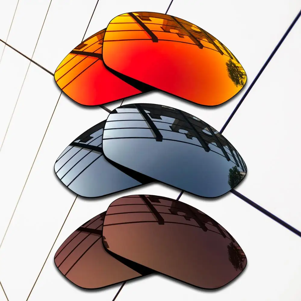 E.O.S 3 Pairs Brown & Fire Red & Black Chrome Polarized Replacement Lenses for Oakley Whisker Sunglasses