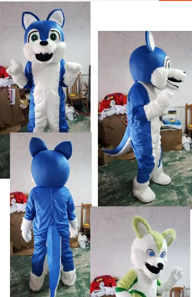 High Quality Long-haired Dog plush Husky Mascot Costumes Cartoon Apparel Cosplay Costume adult size halloween Christmas event |
