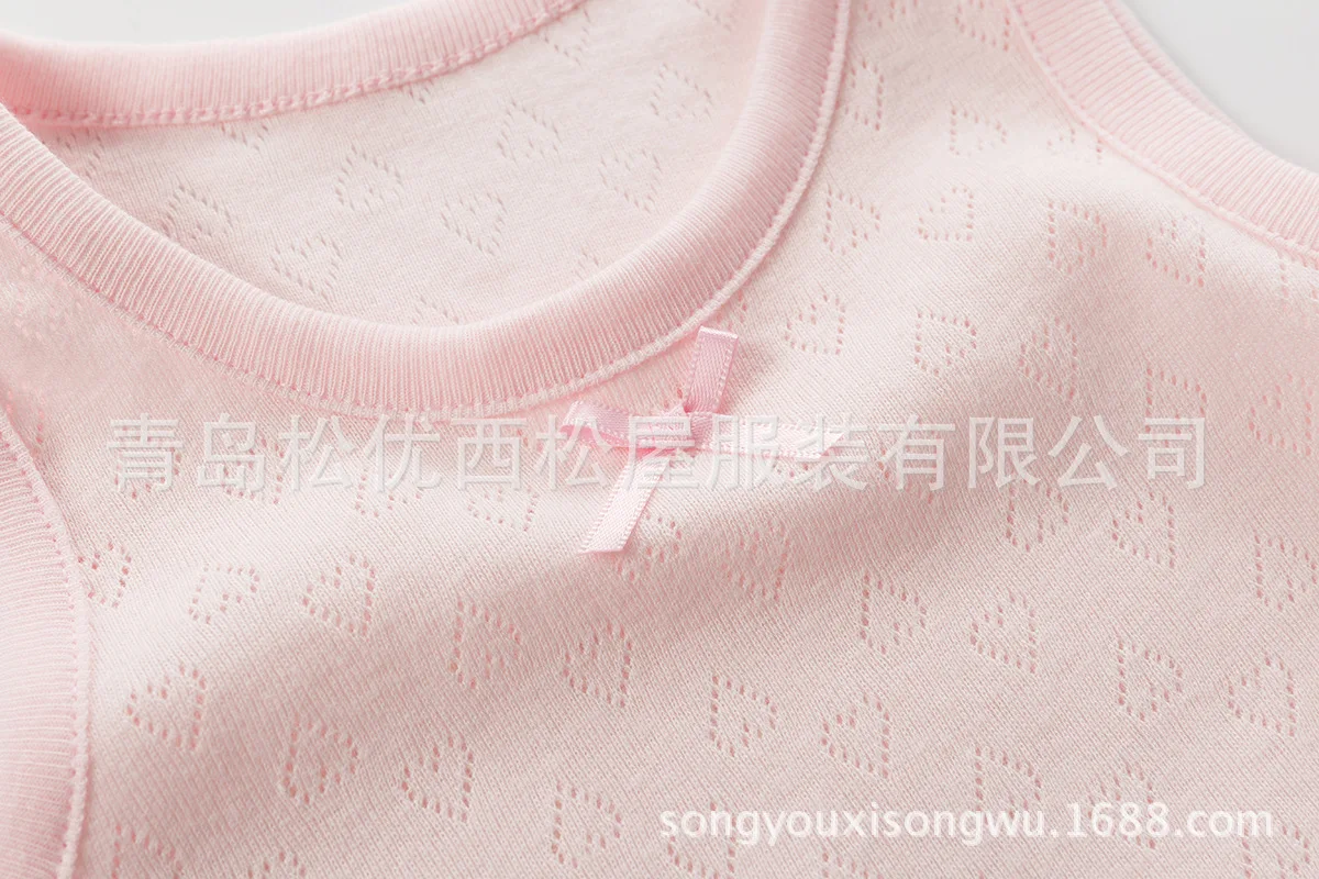 Song you Nishimatsu House Sweat Absorbing New Style Four Seasons Mesh Hollow out Jacquard-Children's Vest Base Sleeveless Vest