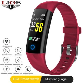 

LIGE Smart wrist Band Heart rate Blood Pressure Oxygen Oximeter Sport Bracelet Waterproof Watches intelligent For iOS Android