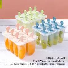 Reusable Ice Tray Molds 8-Hole Holder Kitchen Diy Plastic Popsicle Molds Convenient Milk Pop Mold with Sticks and Drip-Guards zhenxing 4 cup ice pop making molds w sticks translucent white green
