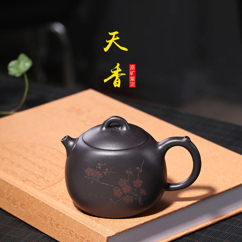 

Ore black mud yixing teapot handmade zisha tea pot kung fu drinkware