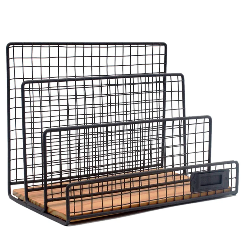 

Desktop 3 Slot File Letter Magazine Folder Document Tray - Desktop Mail Sorter Organizer Rack - Rustic Industrial Style